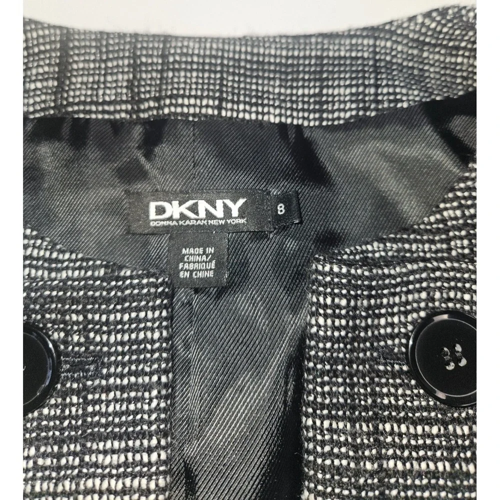 DKNY‎ Black Tweed Blazer Tailored Structured Career Jacket Fully Lined Size 8